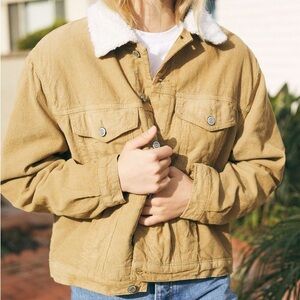 Brandy Melville John Galt Mustard Corduroy Trucker Sherpa Lined Jacket